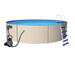 blue wave rugged steel round metal wall swimming pool package